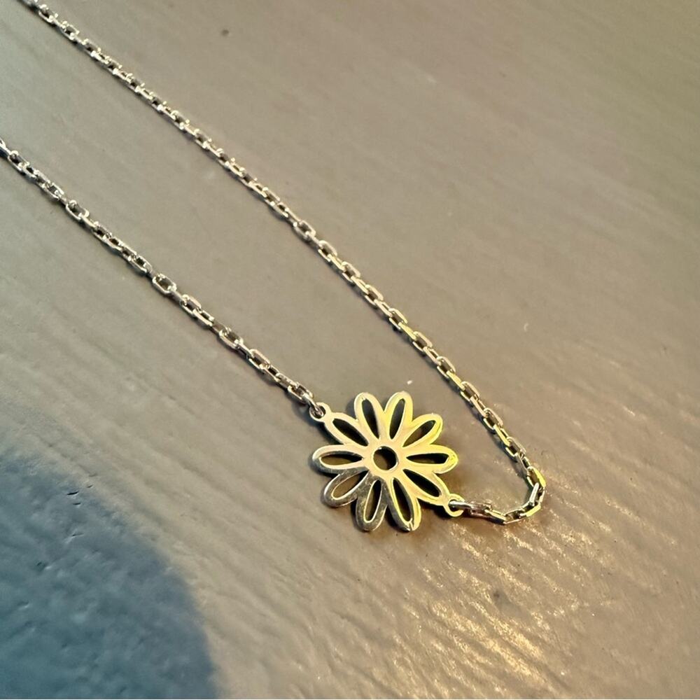 925 Sterling Silver Flower Ankle Bracelet - Picture 2 of 5